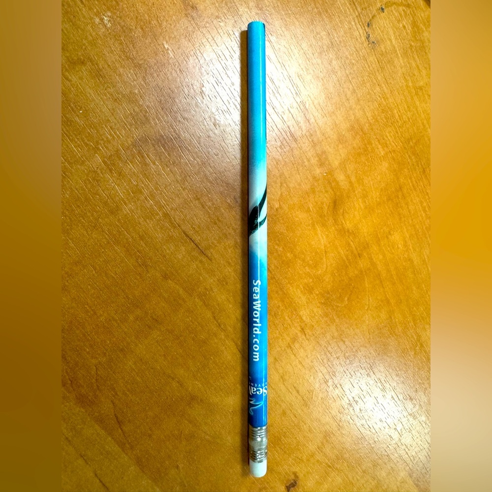 Vintage 90s Blue Sea World San Diego Souvenir Unsharpened Pencil Orca Whale